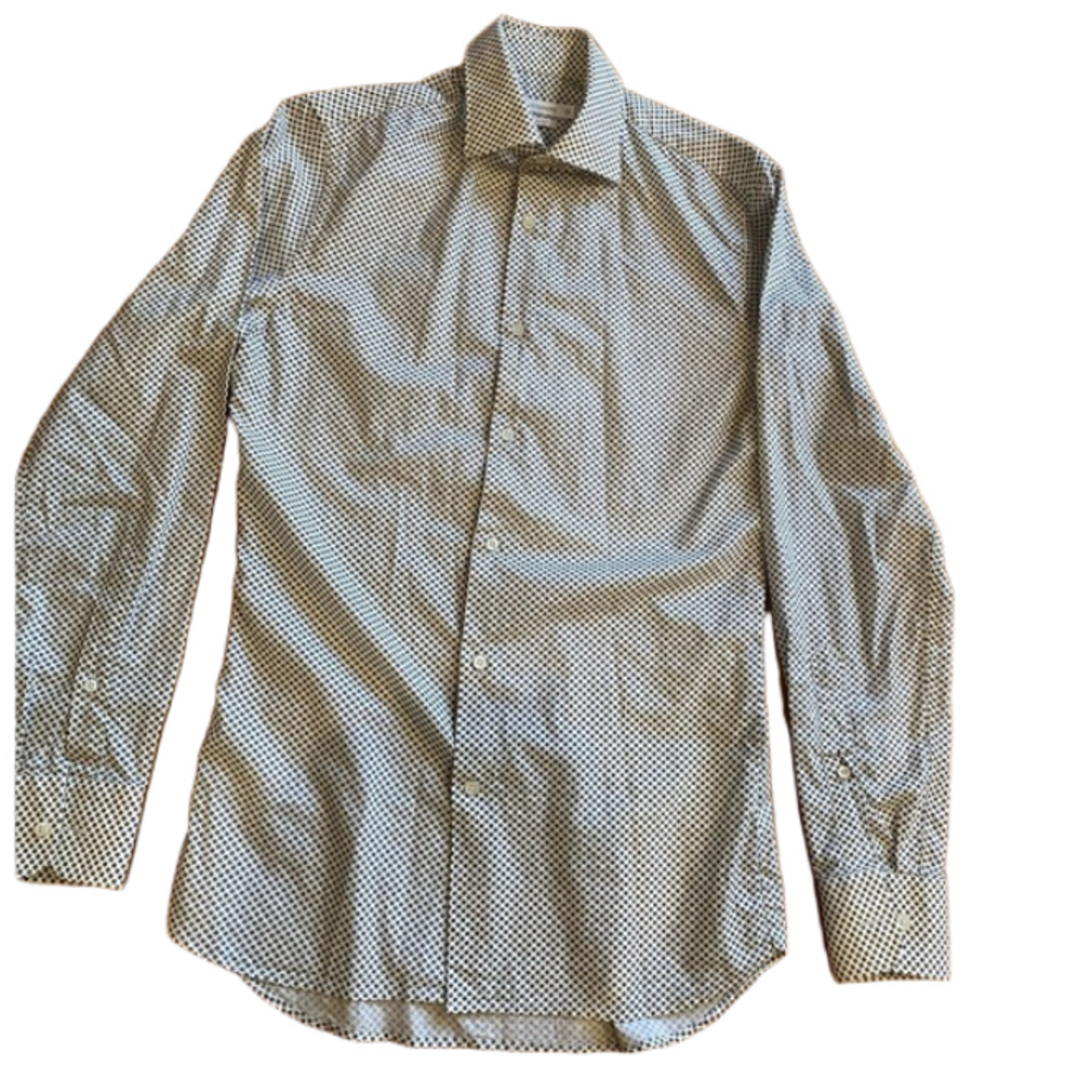 J.Lindeberg Daniele Slim Fit Geometric Dress Shirt 38 15 Small Cotton